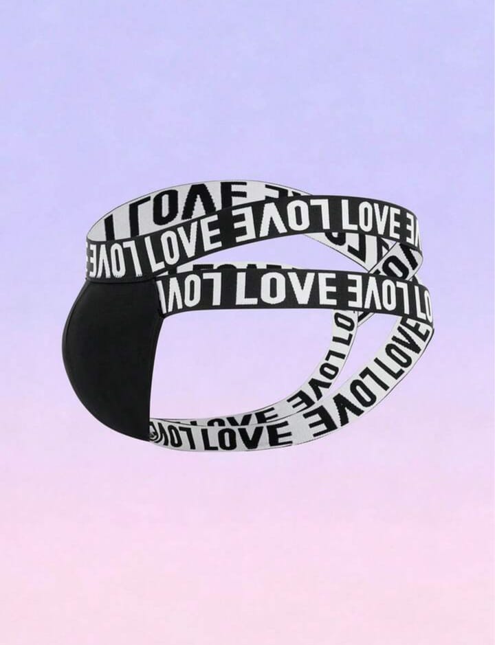 Men's Letter Print Hollow Design Briefs